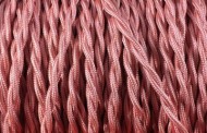 Fil électrique tissu torsadé vieux rose