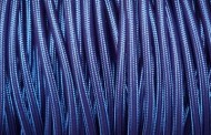 Câble électrique tissu rond bleu