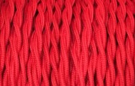 Câble électrique tissu torsadé rouge