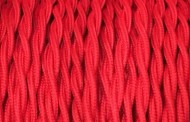 Câble électrique tissu torsadé rouge