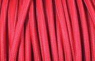 CABLE ELECTRIQUE TISSU ROND ROUGE.