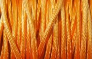 Câble électrique tissu orange pale