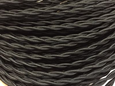 fil electrique textile torsade noir