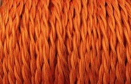 Fil électrique tissu torsadé orange